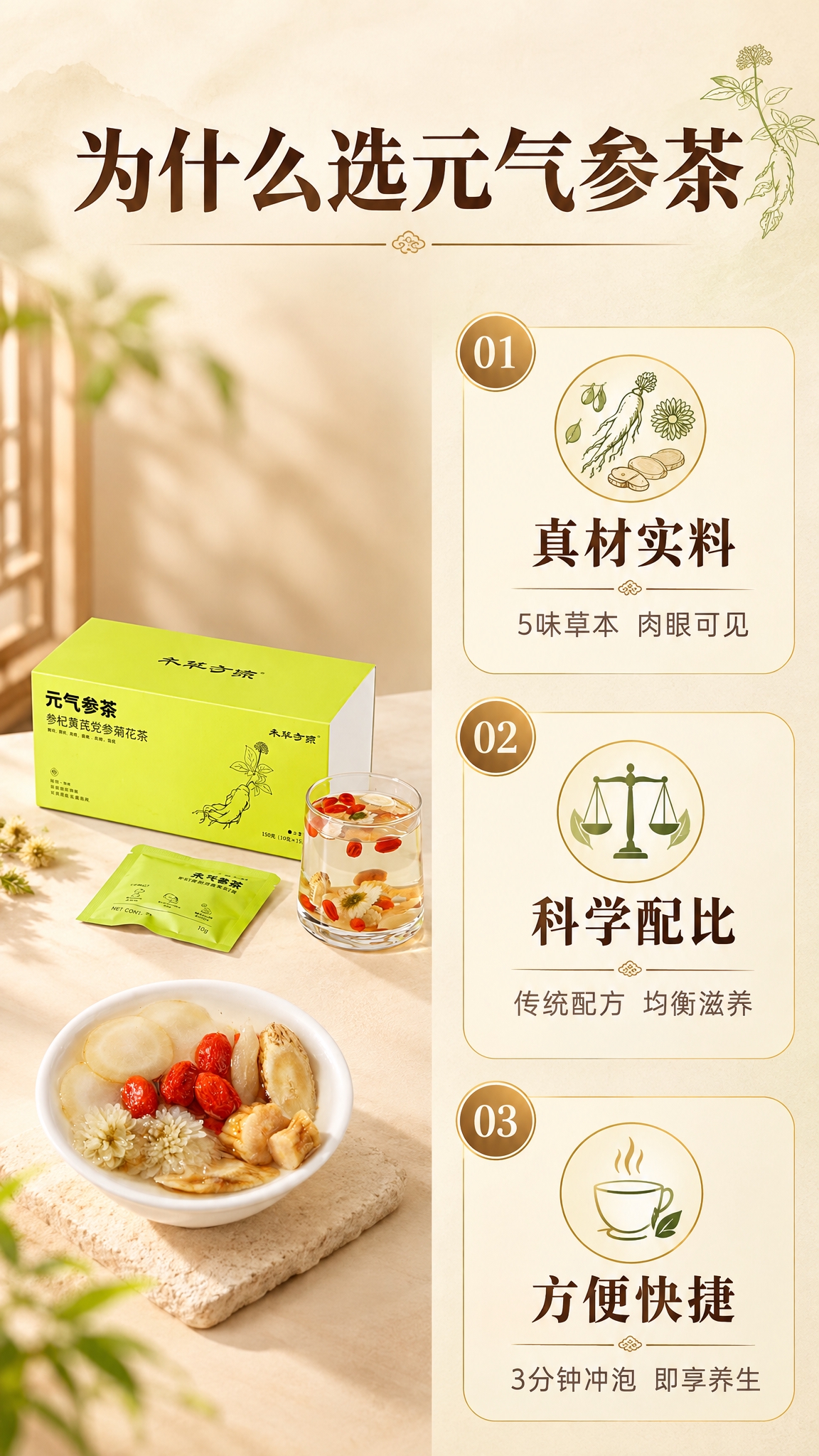 [商品] 使用【图1】元气参茶外盒+【图5】碗中冲泡原料；保留… - 图片创意预览