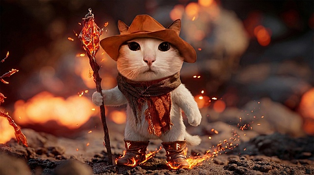 生成猫猫全身图。有魔法靴子。身体比例协调。四肢比例匀称，合理。