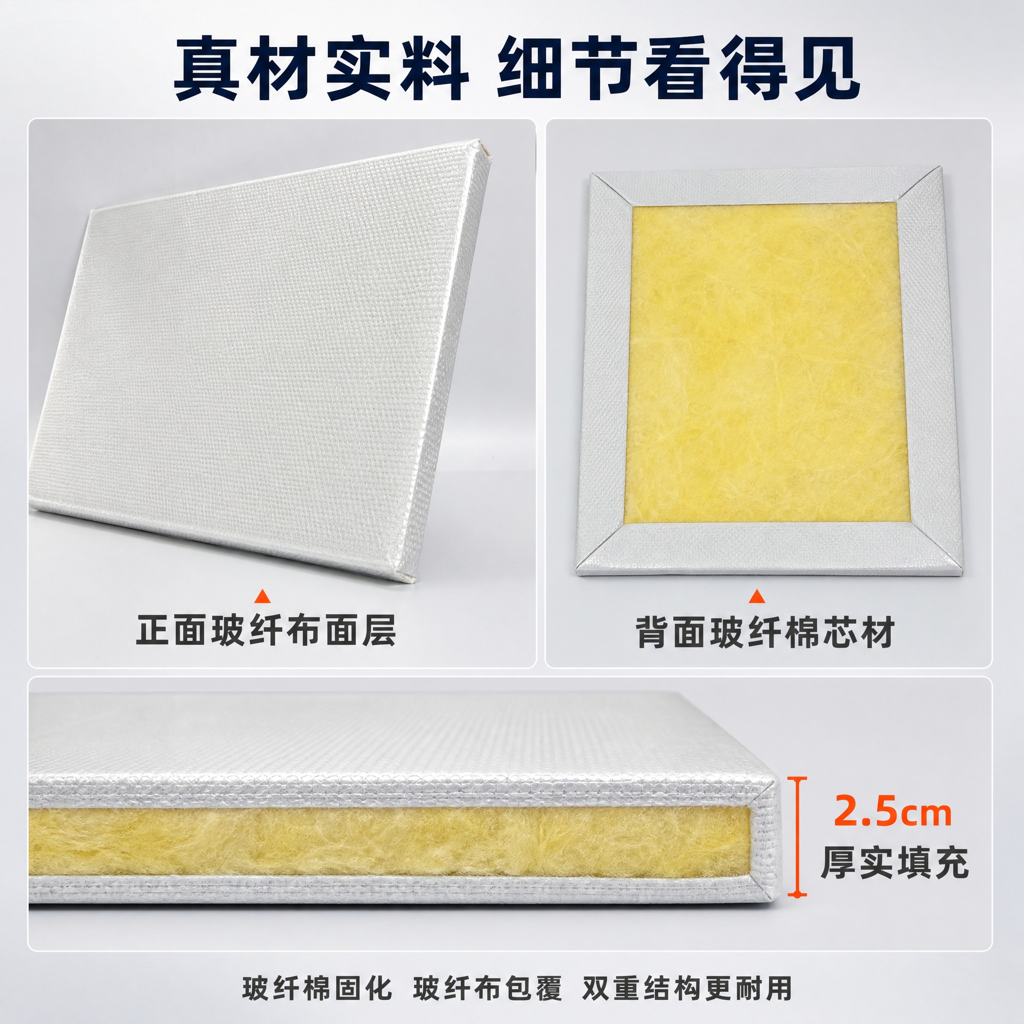 [主图-3] 材质细节及多角度展示图，任务是展示玻纤棉软包的材… - 图片创意预览