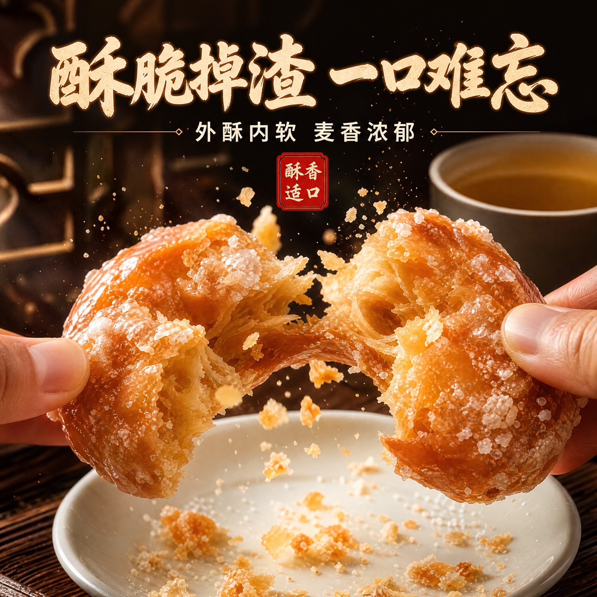 [主图-7] 酥脆掉渣动态，主题：酥脆掉渣 一口难忘。核心任务… - 图片创意预览