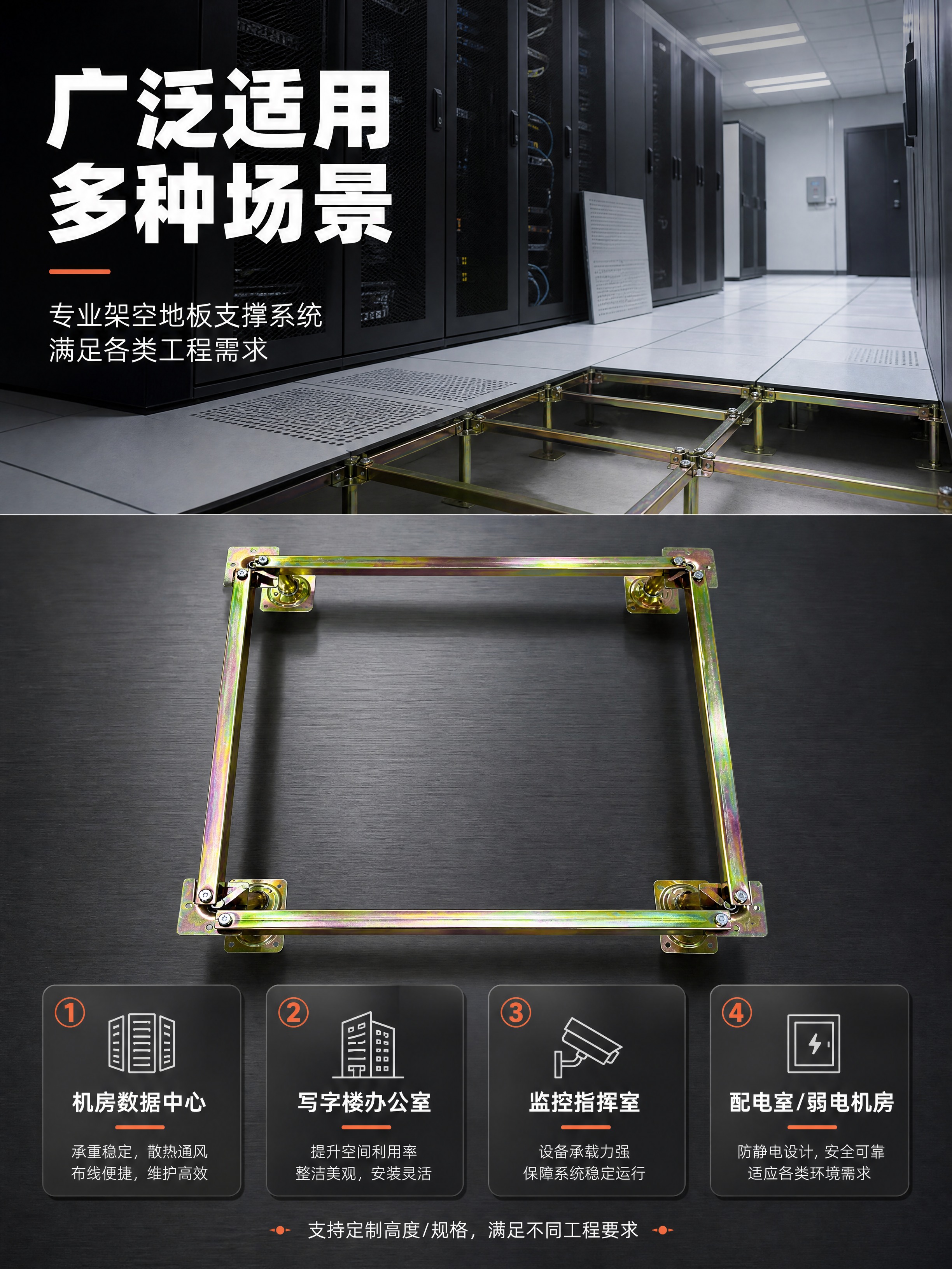 [商品] 使用【图4】防静电地板支架框架安装成品图；保留方形框… - 图片创意预览