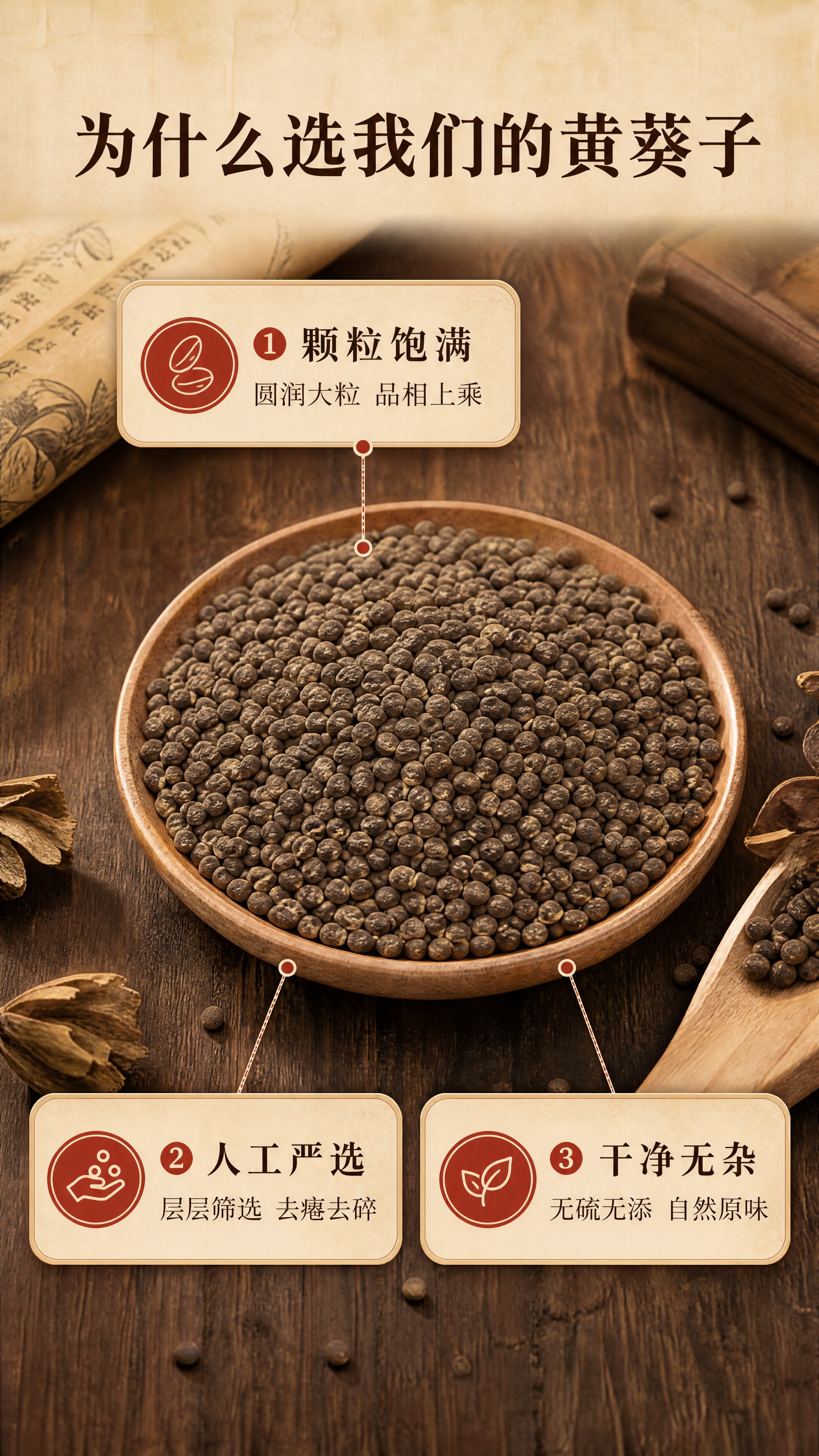 [商品] 使用【图2】黄葵子颗粒实物白底图；保留黄葵子棕褐色、… - 图片创意预览