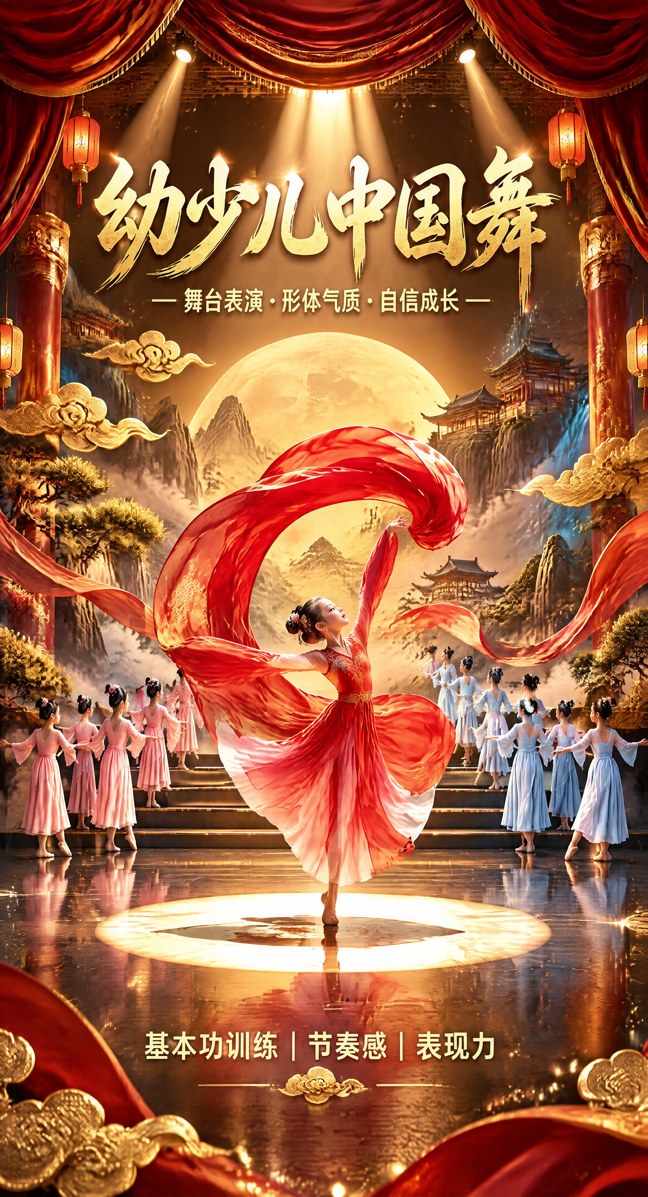 参考左图风格，生成一张168:310竖版超长幅国潮舞台海报（同… - 图片创意预览
