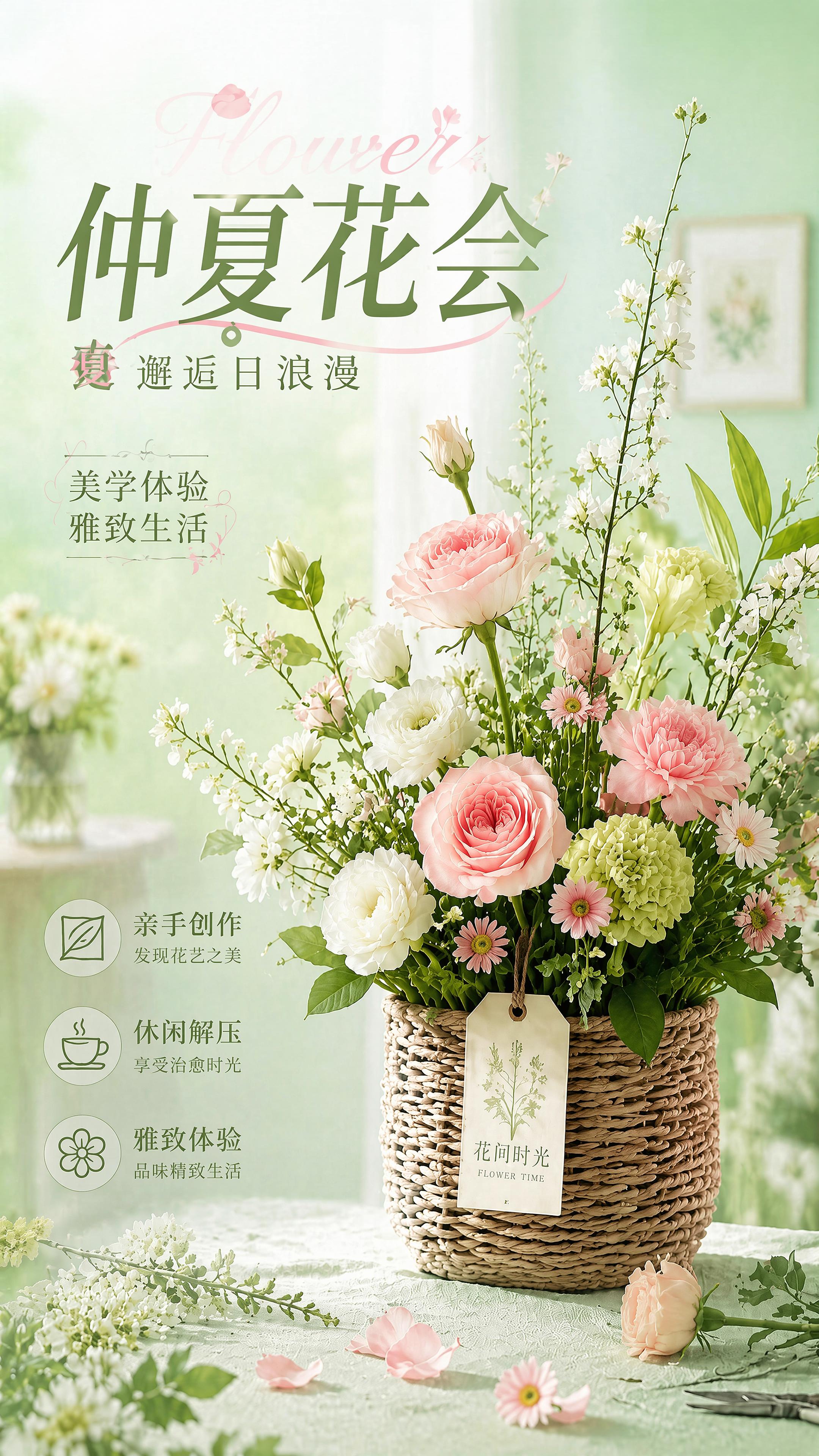 根据原图重新生成，保留整体文艺清新自然治愈风格和插花构图，只修… - 图片创意预览