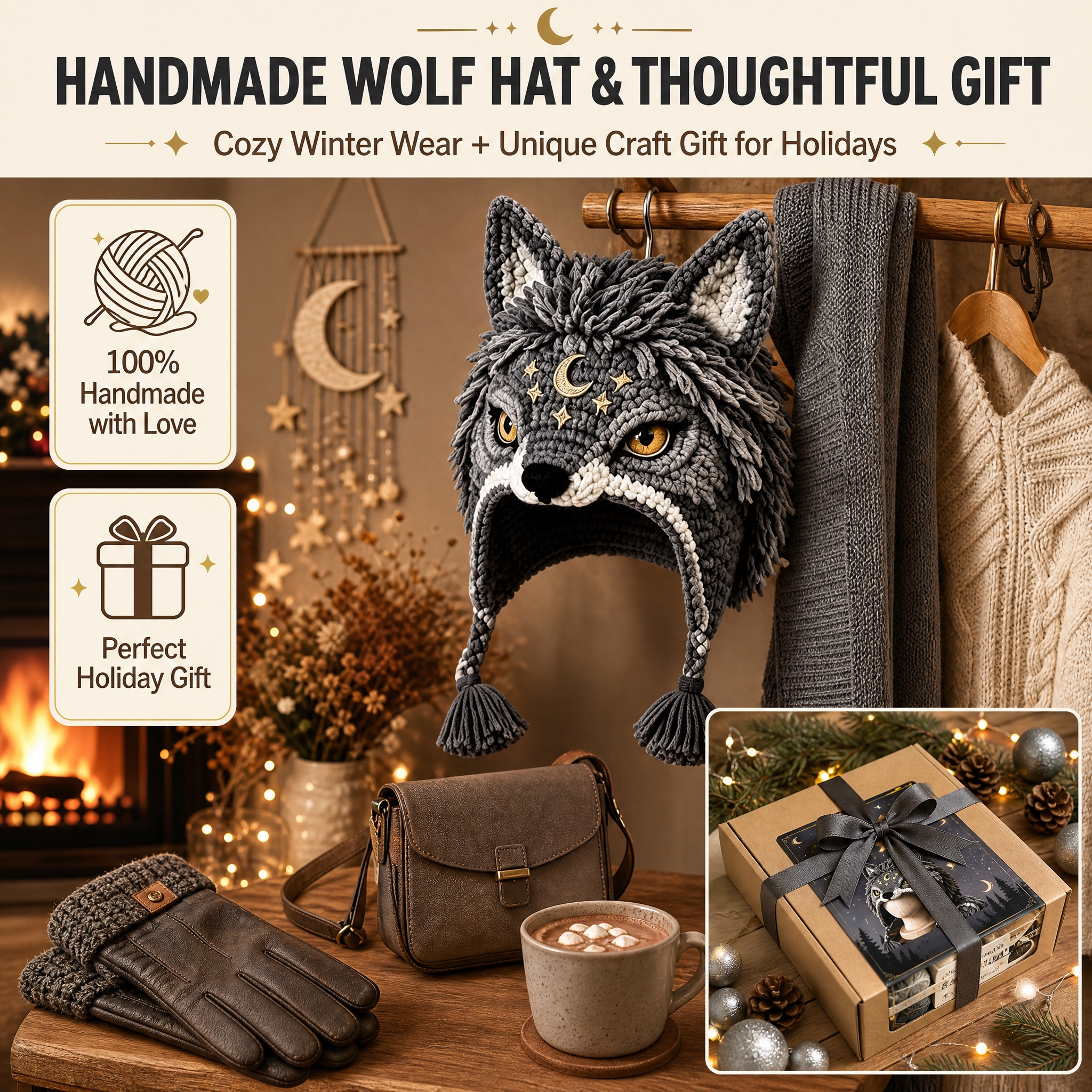 [主图-6 狼款] 主题：Wolf Hat Warm Wear… - 图片创意预览