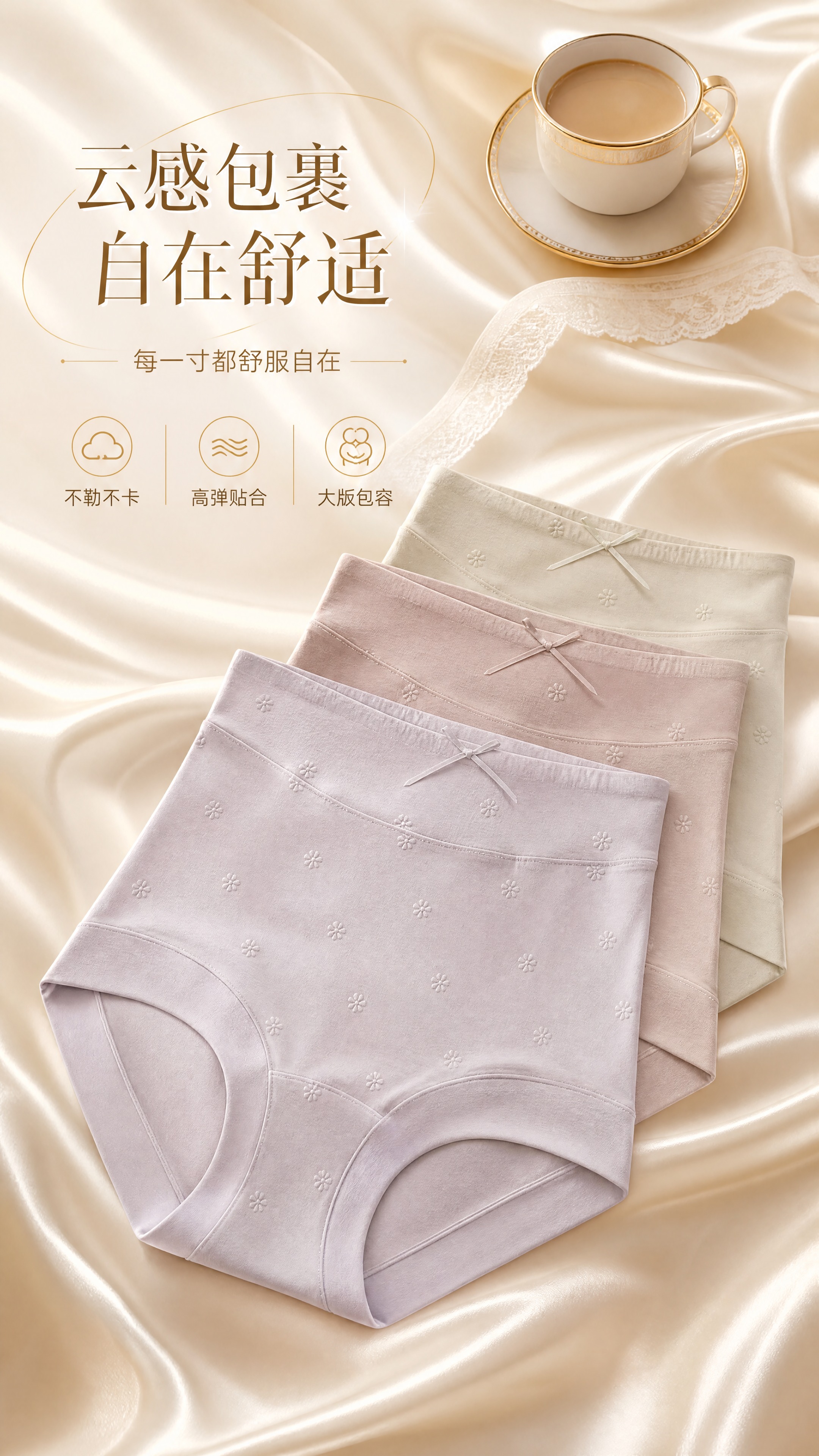 [商品] 使用【图4】高腰提花女士内裤，保留四色（烟灰紫/米驼… - 图片创意预览