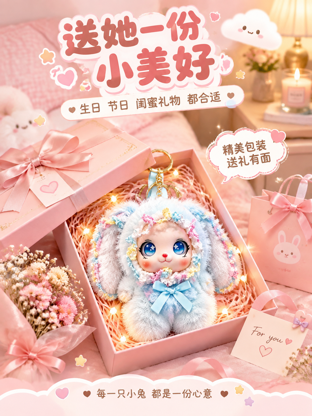 [商品] 使用【图10】多场景图中的蓝色礼盒款小兔；保留蓝色小… - 图片创意预览