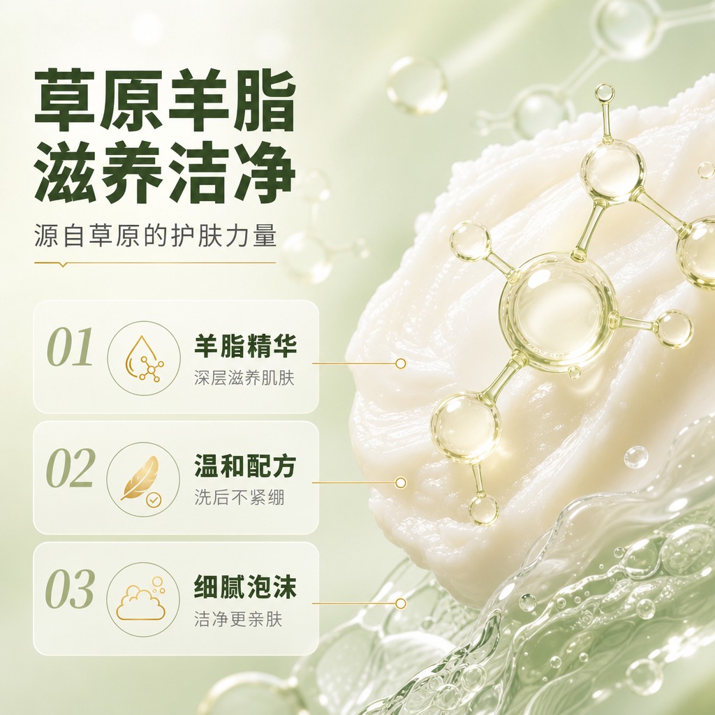 [商品] 成分机理专页，无需垫产品图；重点表达羊脂滋养成分的护… - 图片创意预览