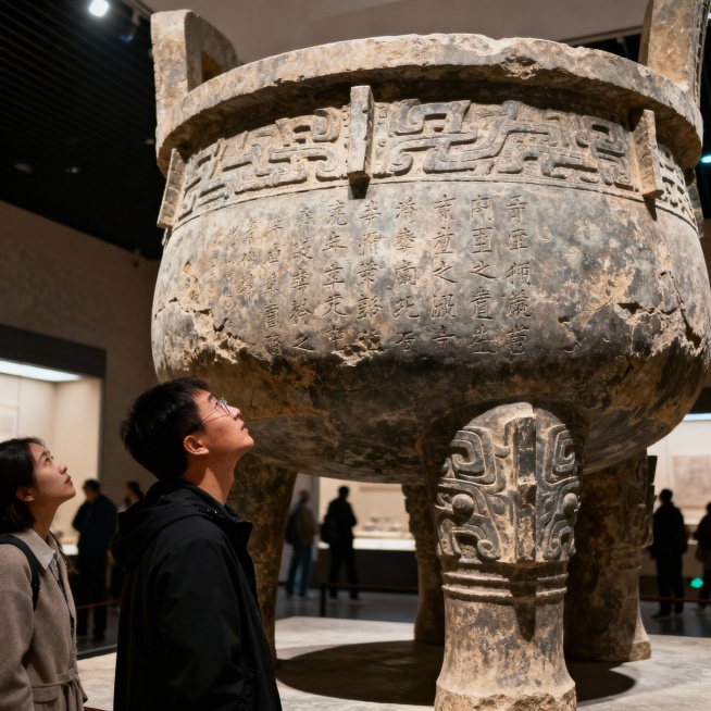 去周口博物馆参观的游客与大型文物素材 高清 特写 6张预览效果