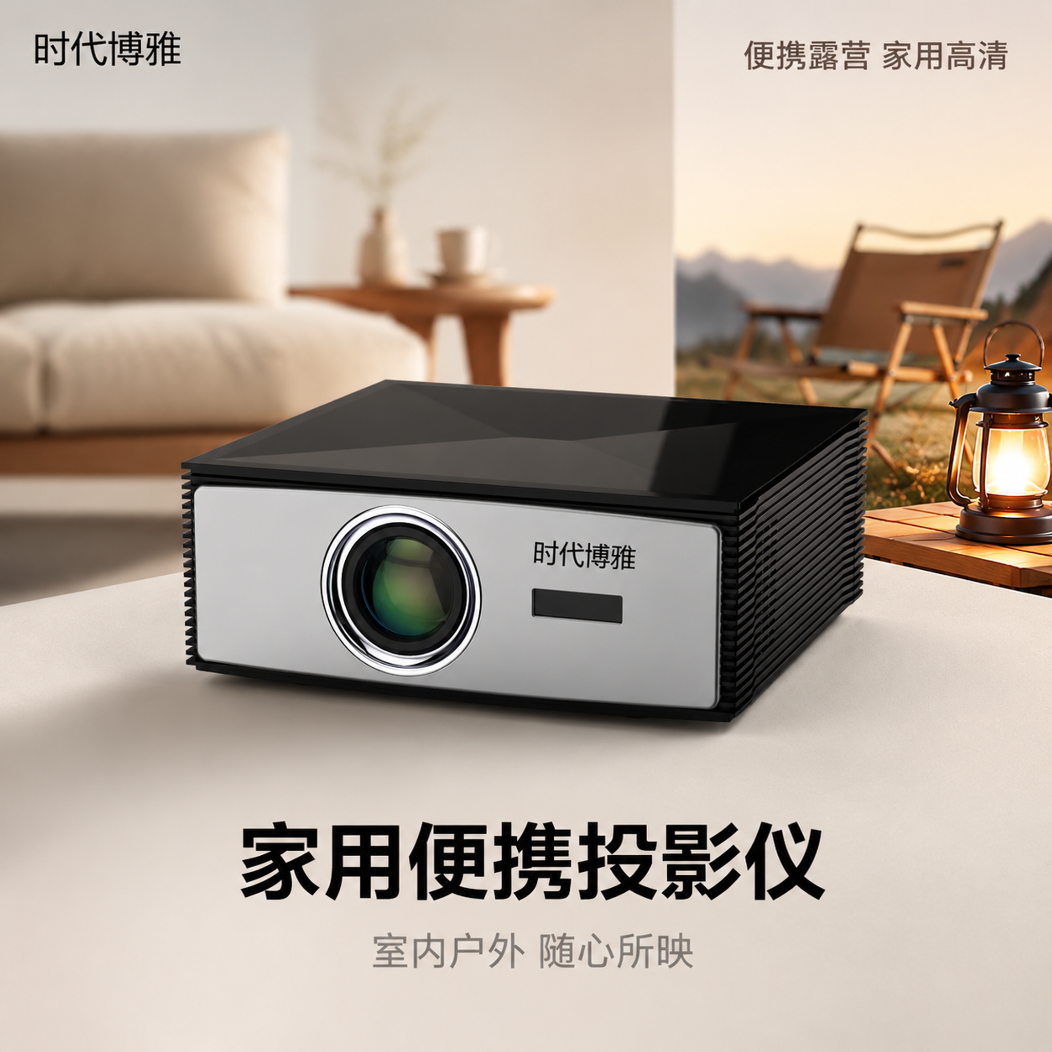 [主图-1] 时代博雅便携投影仪商品识别首图，露营便携风融合室… - 图片创意预览