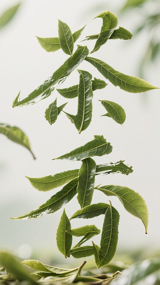荼香用飞白草书书写但字由荼叶拼成