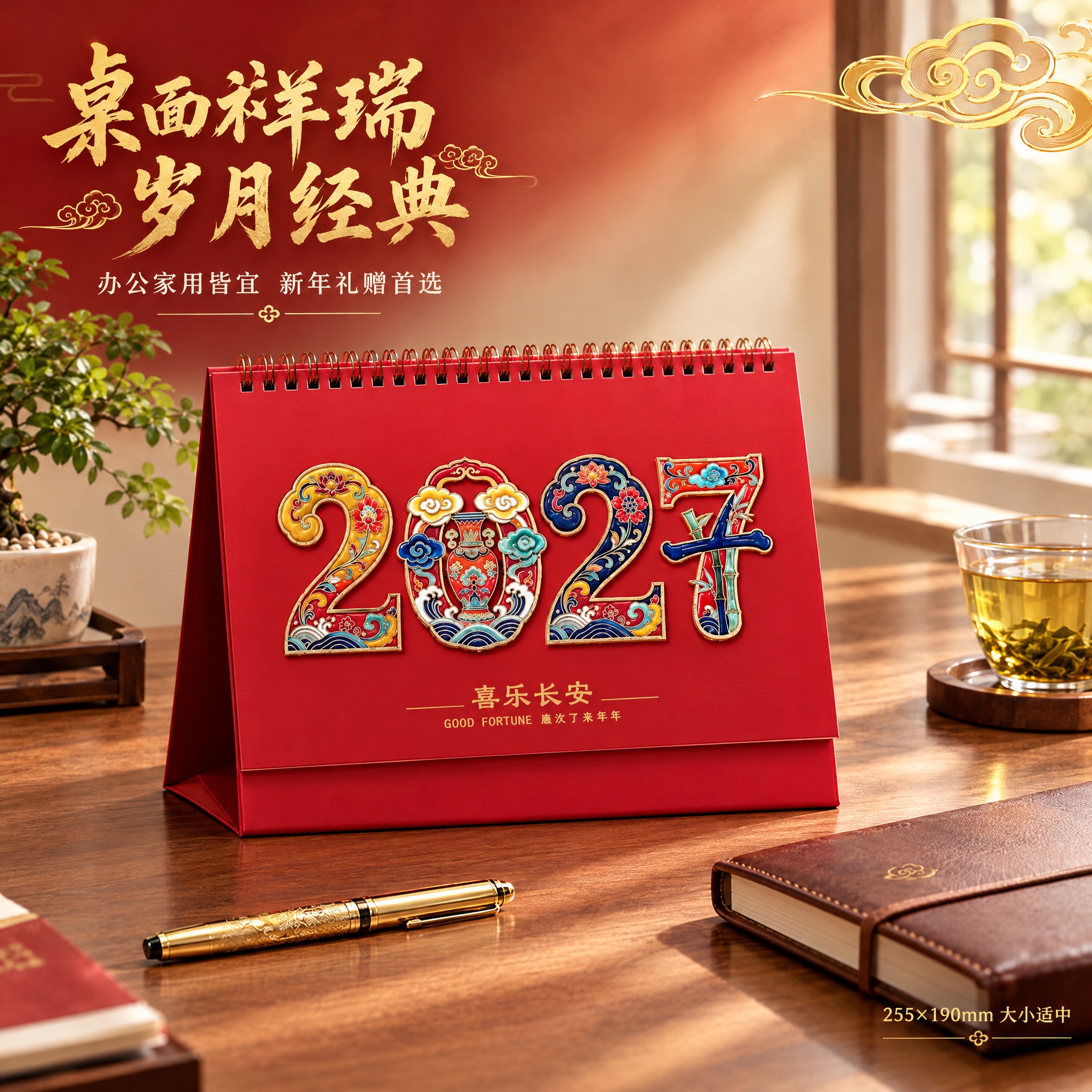 [主图-4] 使用场景展示，呈现台历在办公桌面的真实摆放效果与… - 图片创意预览
