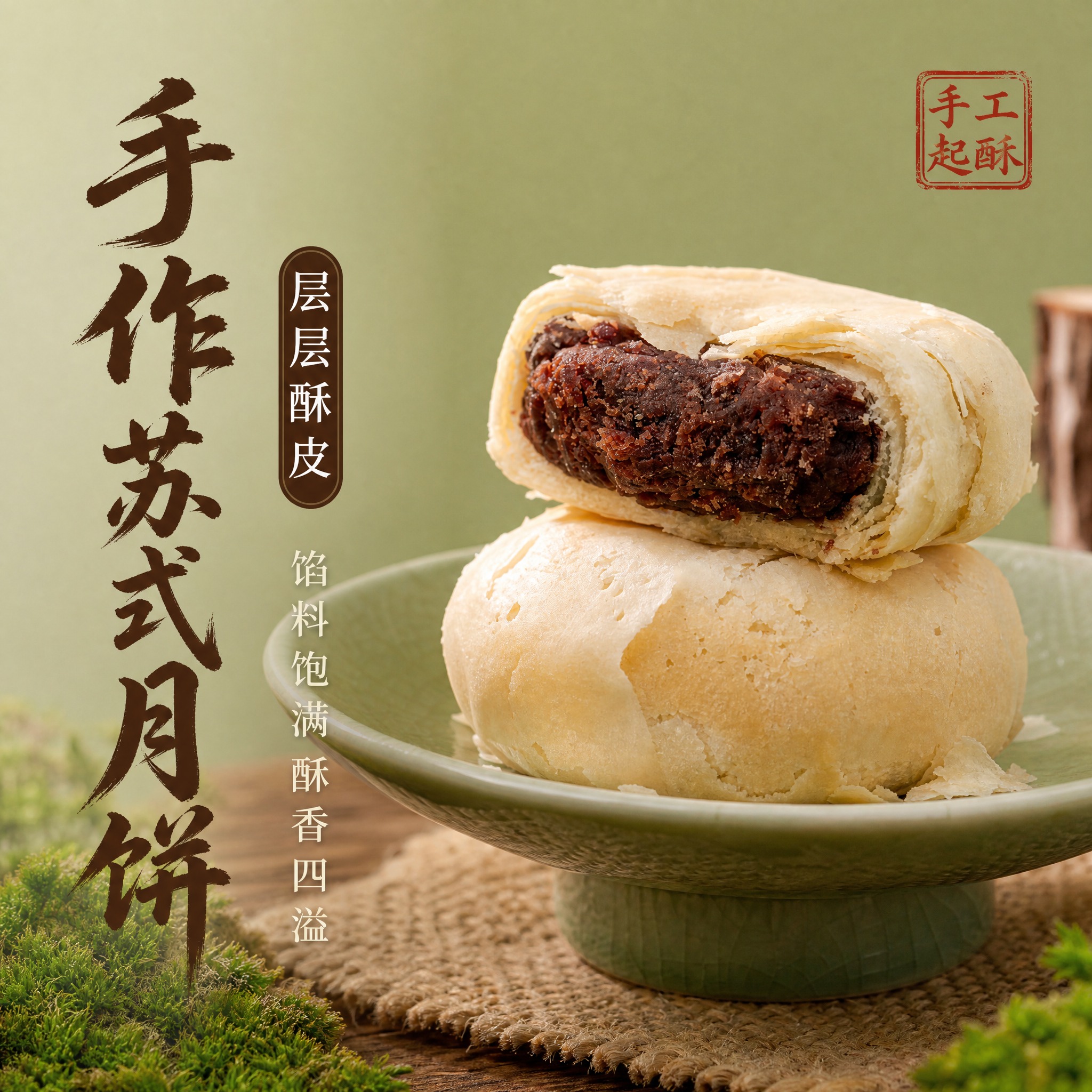[主图-1] 为手作苏式月饼生成淘宝/天猫 1:1 主图，唯一… - 图片创意预览