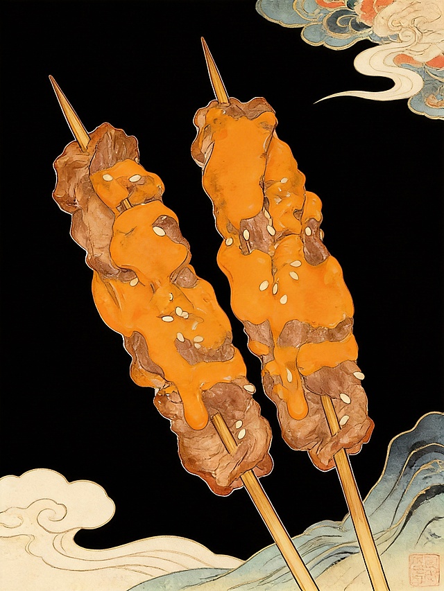 改为两串 国风插画