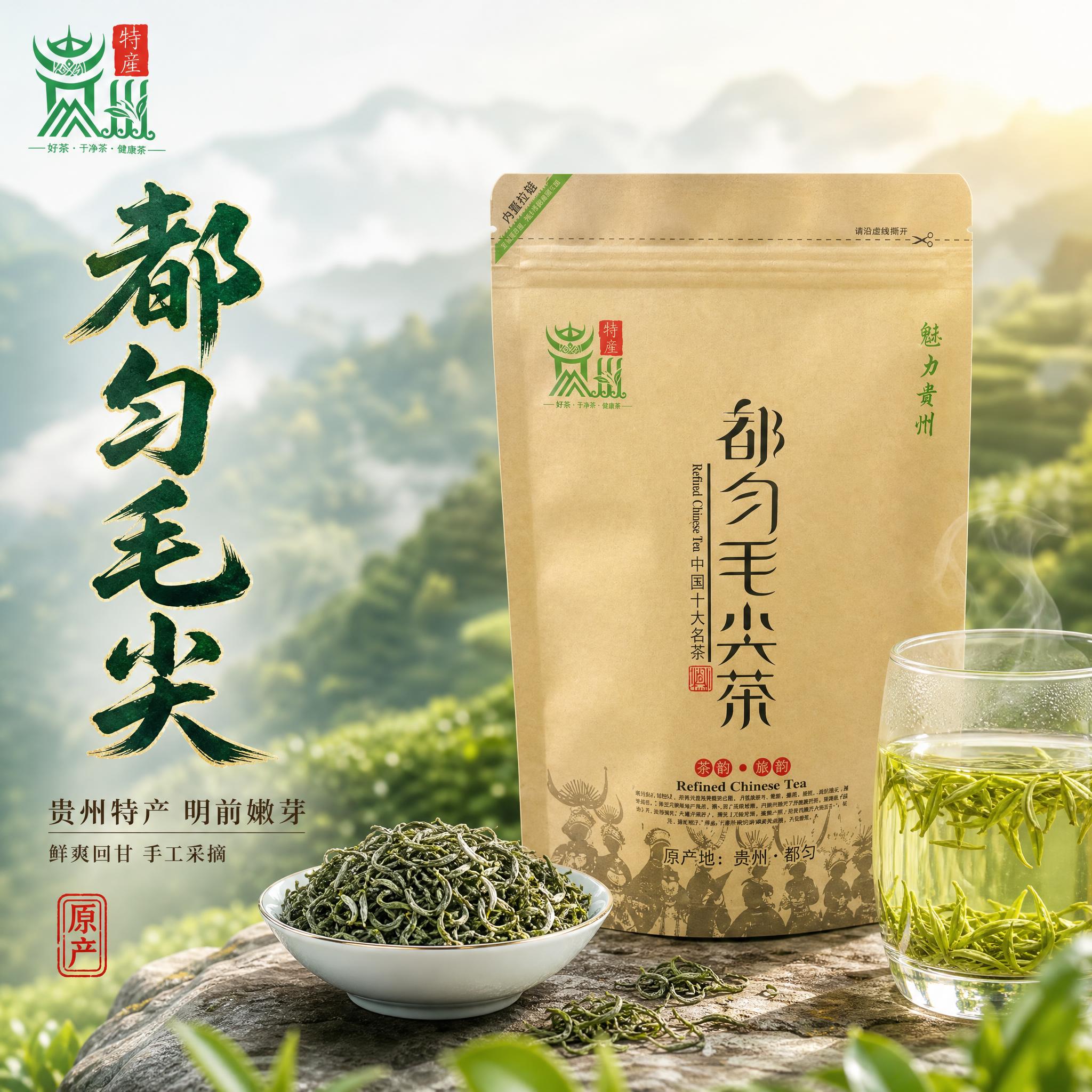 [主图-1] 都匀毛尖绿茶首图，突出贵州原产好茶的品质感与食欲… - 图片创意预览