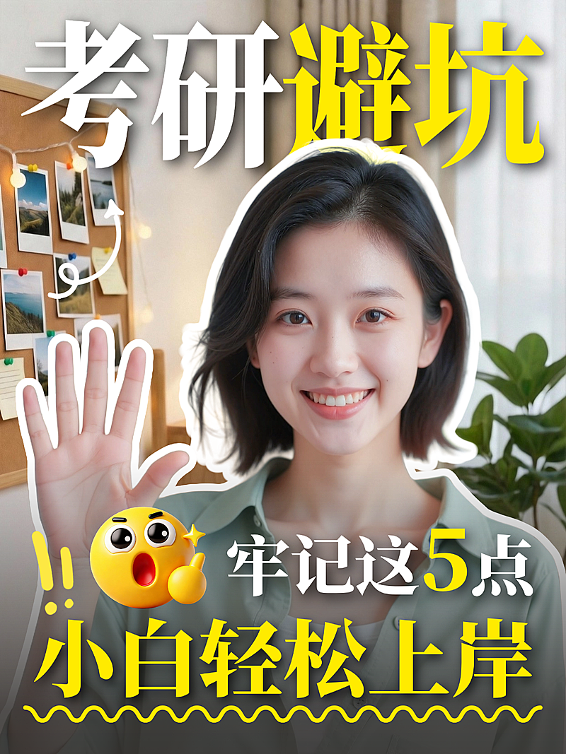 考研避坑教育知识分享现代杂志风小红书封面