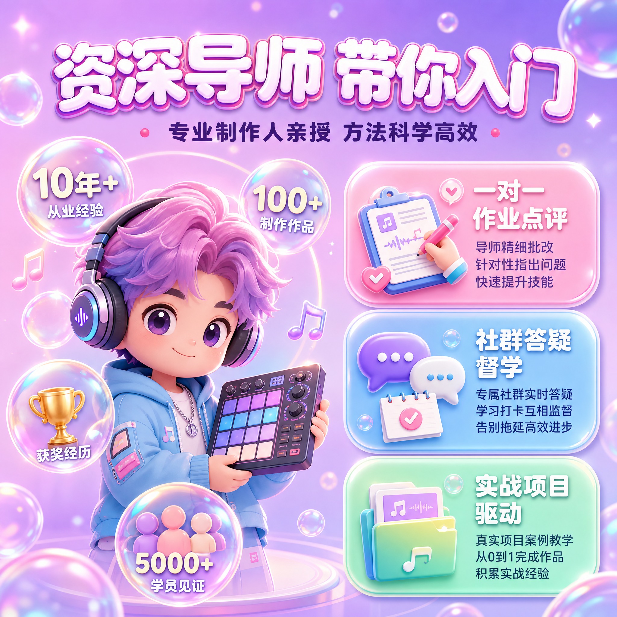 [主图-4] 师资方法与信任背书 建立信任。音乐制作课程主图，… - 图片创意预览