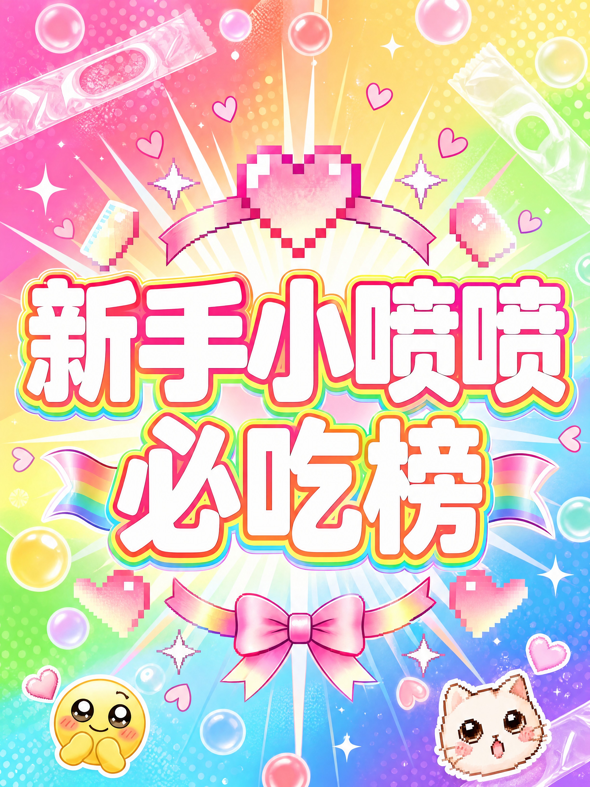 小红书笔记大字封面，插图大字，彩虹多巴胺风，版式精美，小红书笔… - 图片创意预览