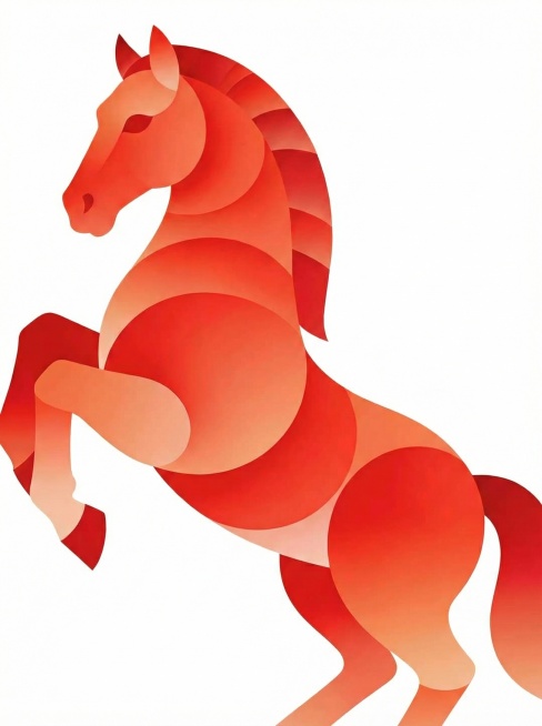 去除图片中的所有文字，完整保留红色渐变风格的马，底部保持纯白色背景预览效果