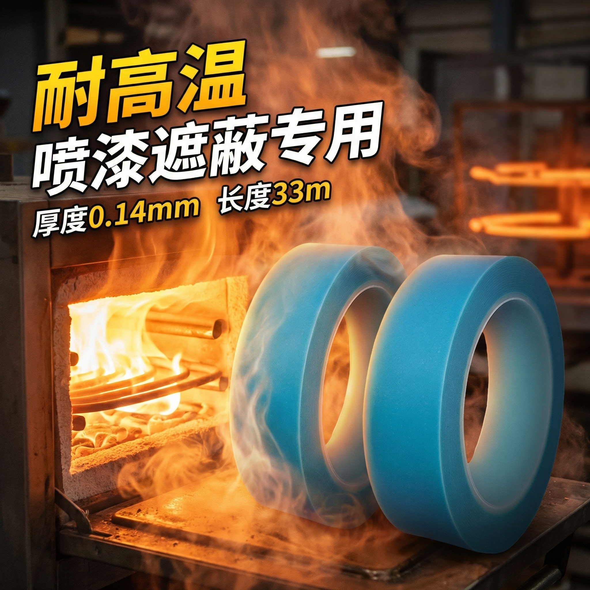 3m4737T遮蔽胶带耐高温高粘度无痕喷漆PET半透明淡蓝色乙… - 图片创意预览
