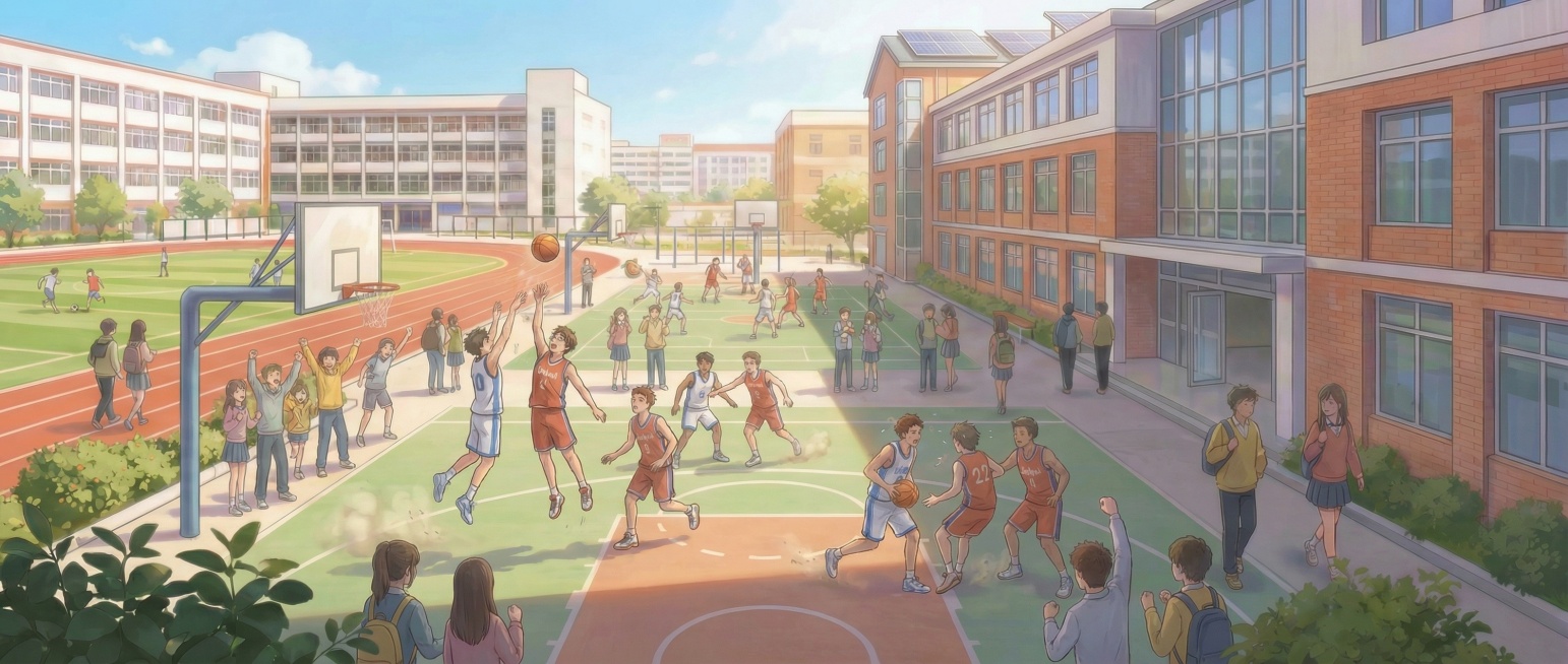 换个同学们在操场打篮球的场景预览效果