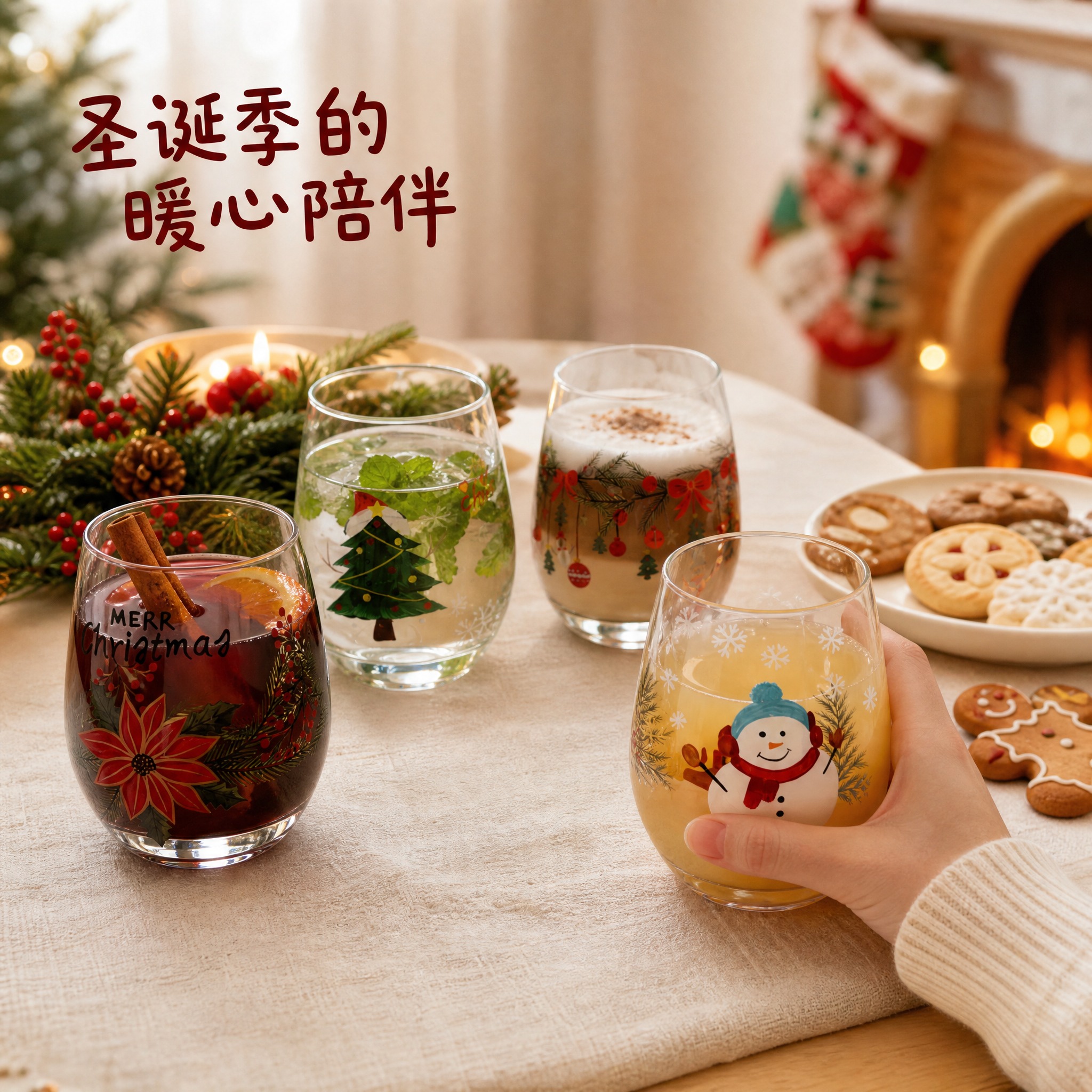 [主图-4] 场景使用图，展示圣诞节日餐桌使用场景与手持握感。… - 图片创意预览
