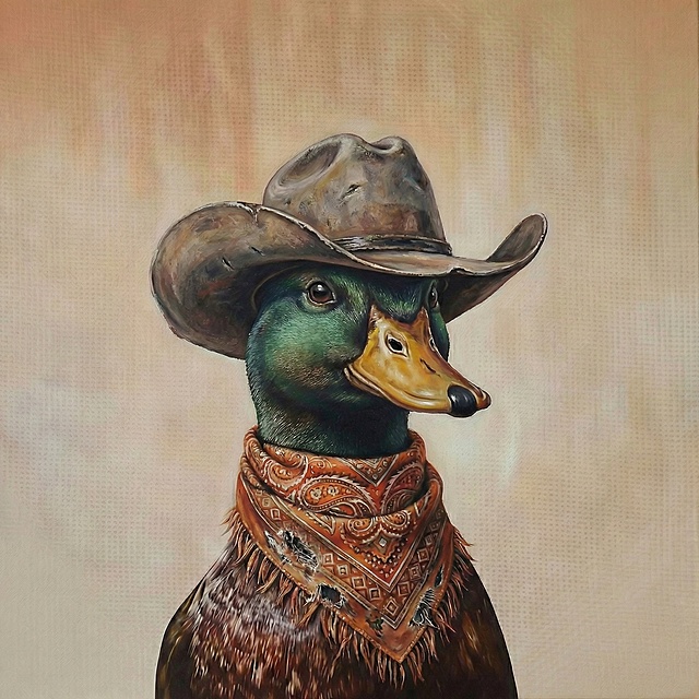 鸭子的表情改得温和一点，围巾的款式破旧一点