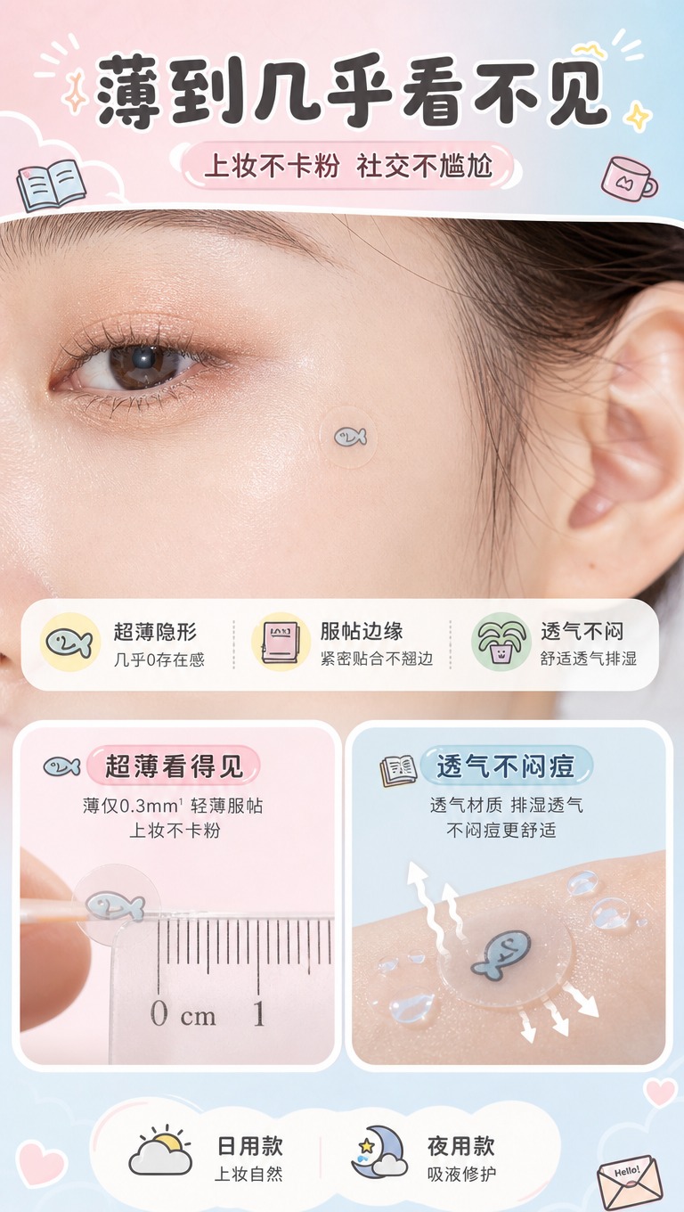 [商品] 使用【图2】痘痘贴单片细节；保留痘痘贴的圆形形状、透… - 图片创意预览