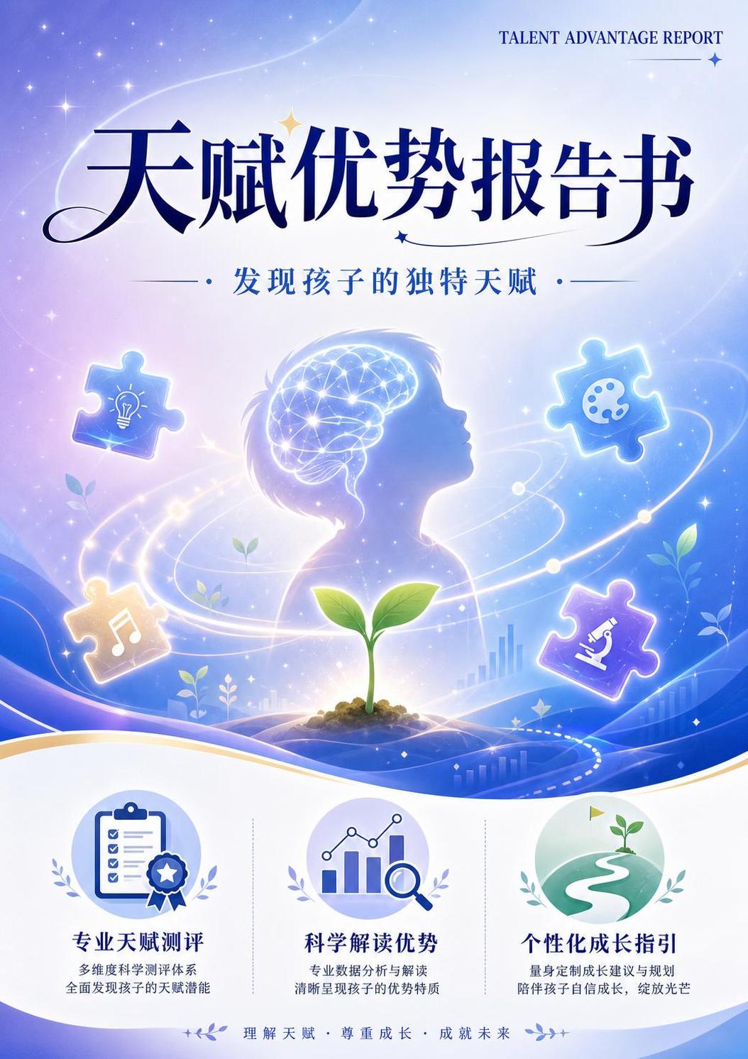 A4竖版报告封面设计，主题为《天赋优势报告书》，温馨专业的儿童… - 图片创意预览