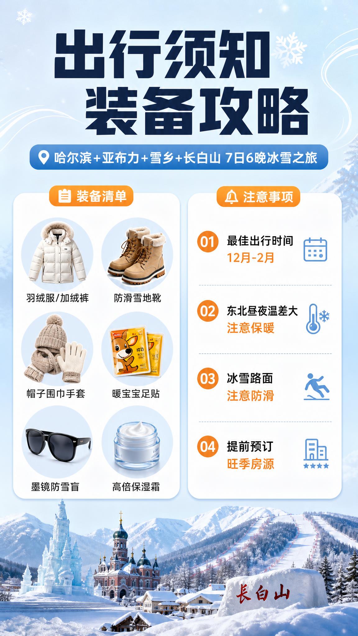 [商品] 旅游服务产品：哈尔滨+亚布力+雪乡+长白山7日6晚冰… - 图片创意预览