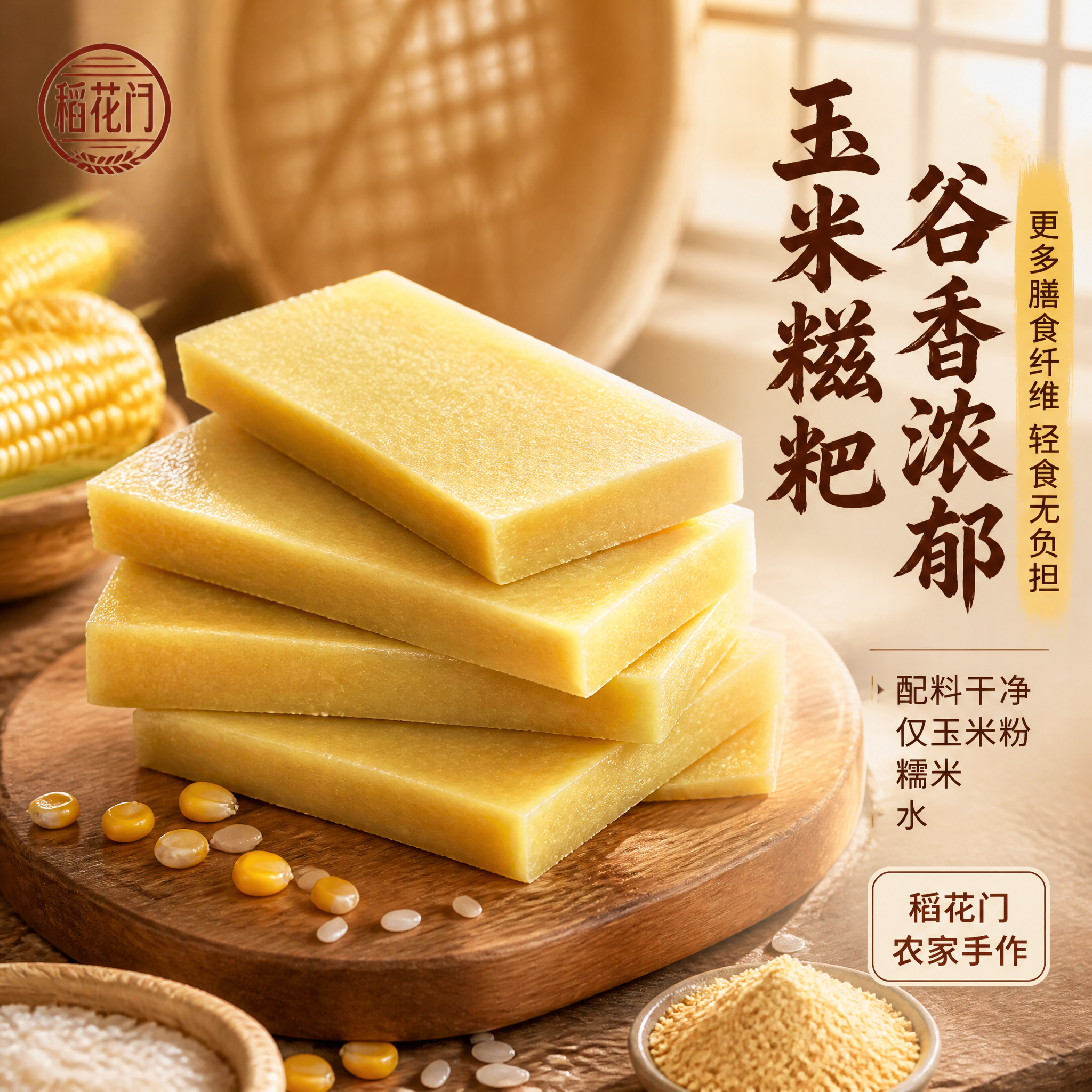 [主图-1] 稻花门玉米糍粑 首图食欲诱惑 突出谷物膳食纤维与… - 图片创意预览