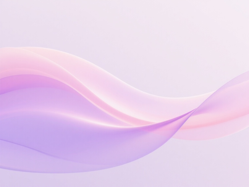简约抽象背景设计，柔和渐变的粉紫色调，轻盈飘逸的曲线波浪纹理，细腻的半透明光感效果，低饱和度色彩过渡，大面积留白营造空灵氛围，平滑流畅的数字艺术风格，柔和散射光源，淡雅清新的视觉感受，现代极简设计感，无文字元素。预览效果
