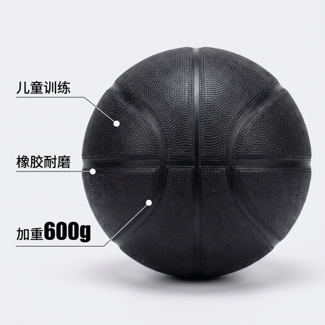 「图片1」，生成一套主图（5张），商品名称是橡胶篮球，卖点是加重600g儿童训练篮球，风格是运动锻炼，适配1688平台，主图比例为1:1预览效果