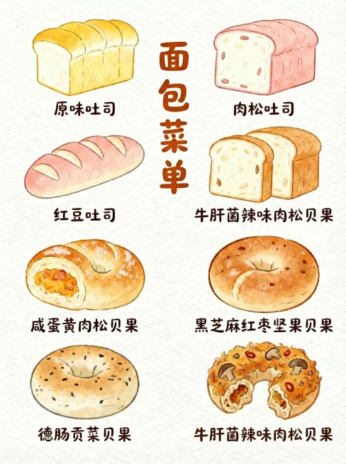 “牛肝菌辣松贝果”，是要贝果的样子不是吐司的样子预览效果