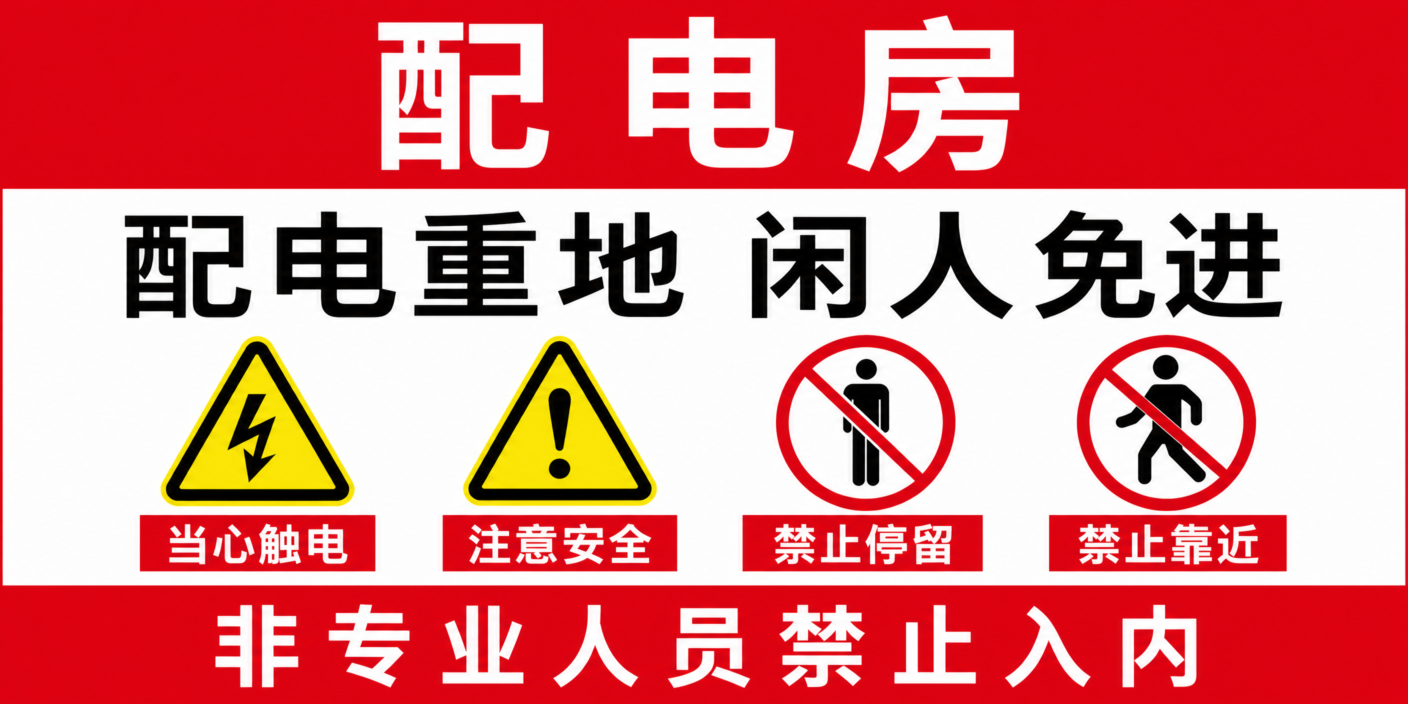 基于参考图的配电房安全警示牌，生成横向2:1比例的高清警示牌。… - 图片创意预览