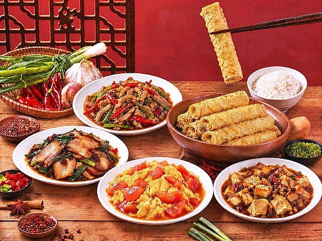 移除图中所有卷煎表面的绿色葱花碎末，保持卷煎的金黄油亮色泽和褶皱纹理不变，筷子夹着的卷煎保持现有长度，整张图的构图、光线、背景、其他菜品和餐具完全不变，美食摄影风格，高清写实