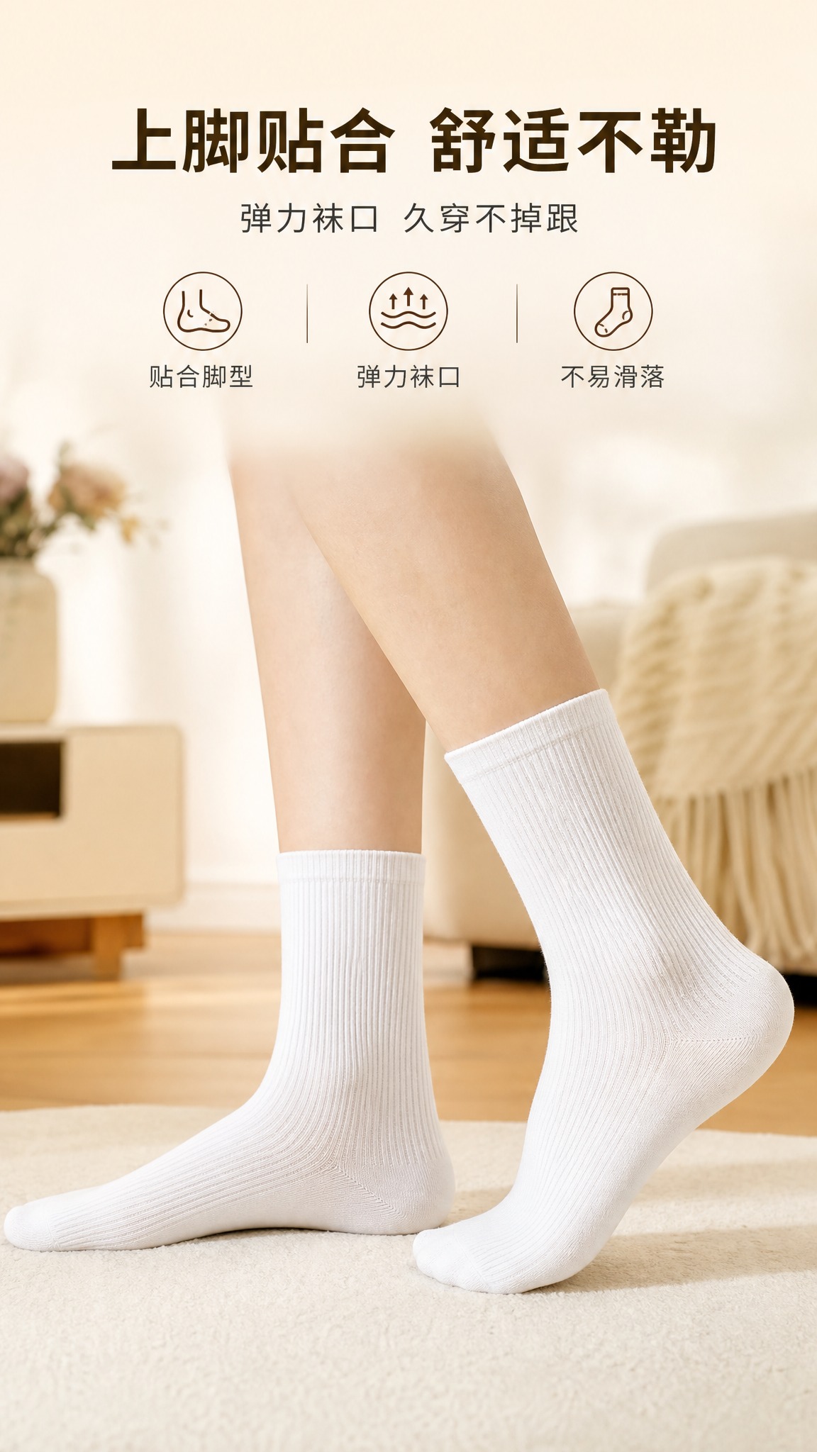 [商品] 使用【图1】棉立方生姜养足抗菌消臭中筒袜白色款；保留… - 图片创意预览