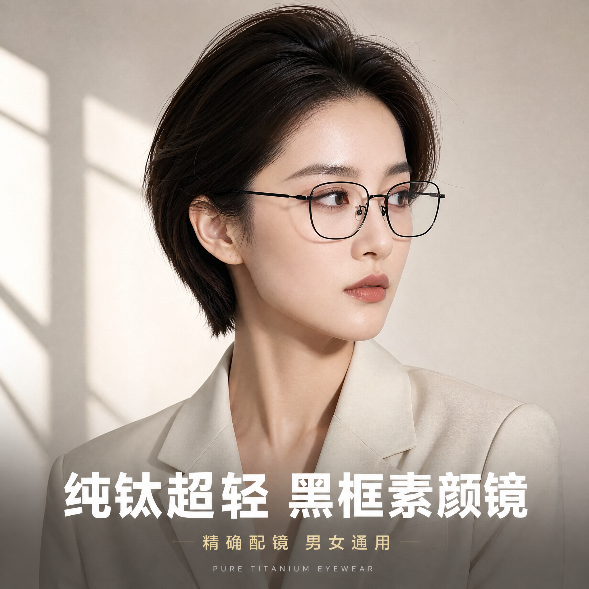[主图-1] 主题：纯钛超轻黑框眼镜 高级感佩戴大片。唯一任务… - 图片创意预览