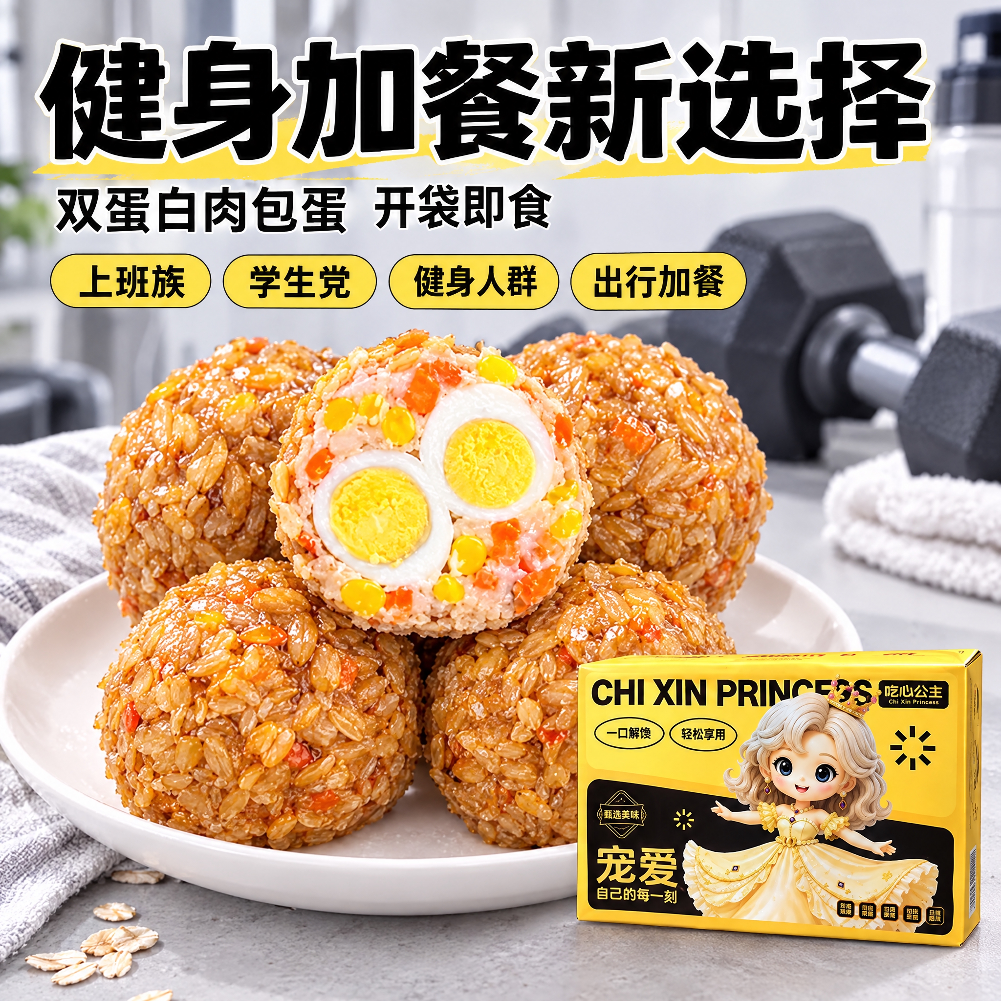 电商主图，1:1正方形，健身加餐主题，高转化风格。画面主体使用… - 图片创意预览