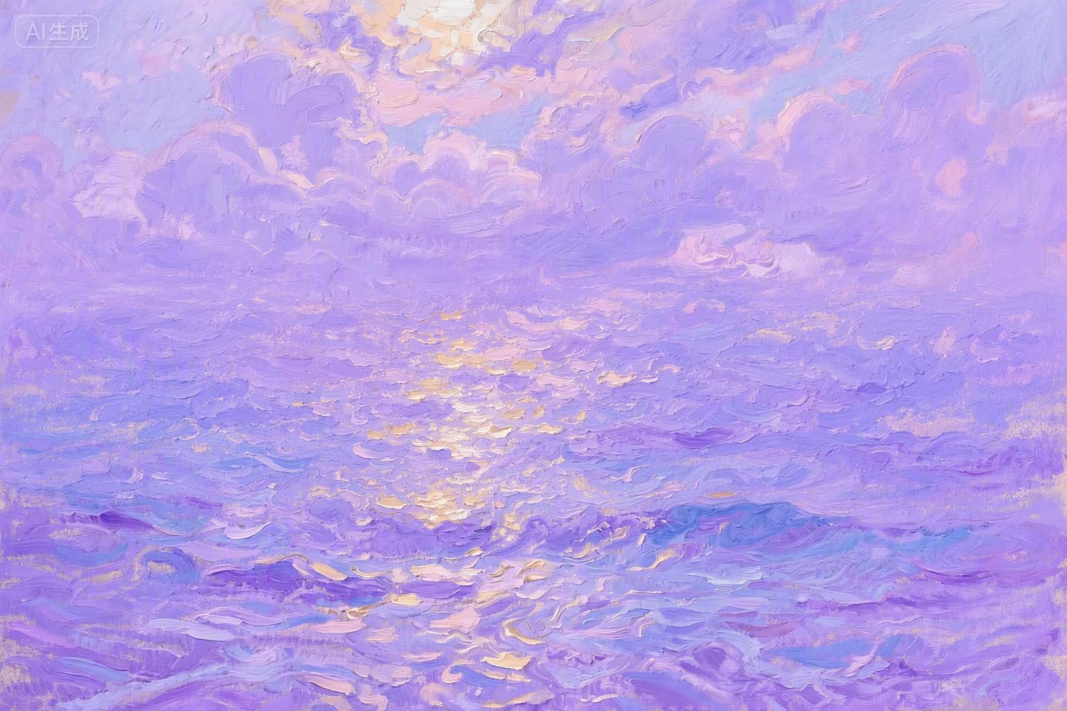 去除画面中间的海平线，将天空与海面自然融合为完整的紫色云海效果… - 图片创意预览