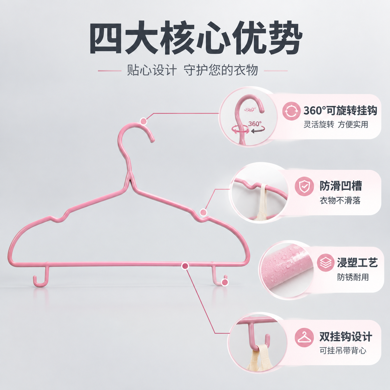 [主图-2] 核心卖点展示图，突出衣架防滑无痕与承重能力。 [… - 图片创意预览