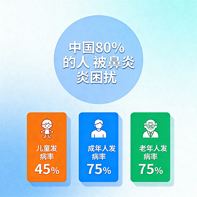 中国80%的人被鼻炎困扰，儿童，成年人，老人的发病率统计