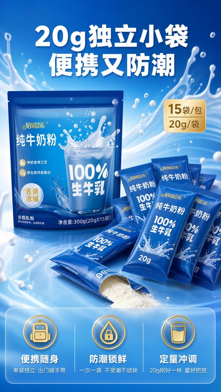 [商品] 使用【图1】龙凤晨希纯牛奶粉大自立袋包装 + 衍生展… - 图片创意预览