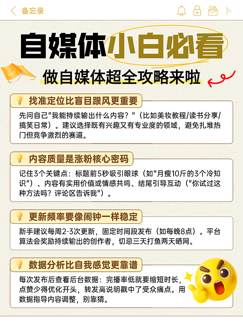 卡通手帐风自媒体攻略知识分享小红书配图