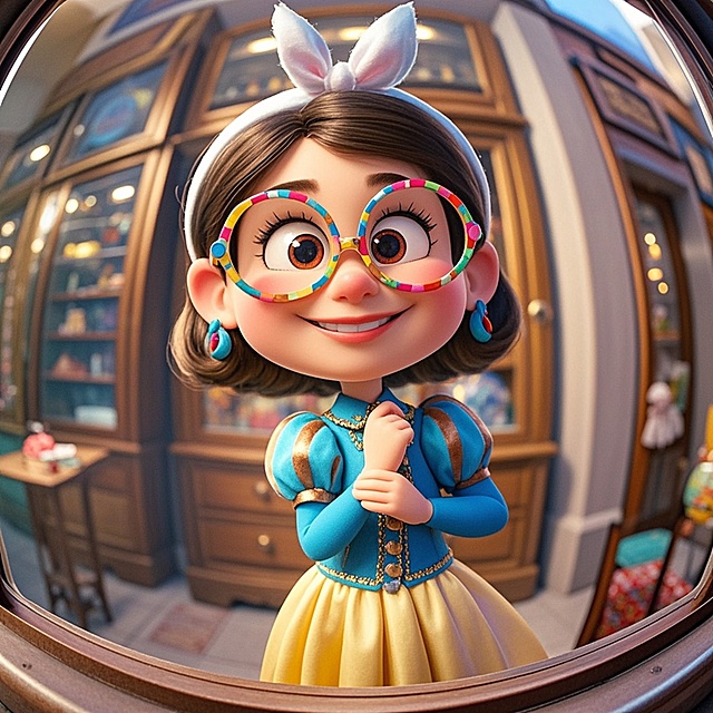 可爱卡通女孩，软3D风格，色彩鲜艳，童趣满满，适合儿童节主题。