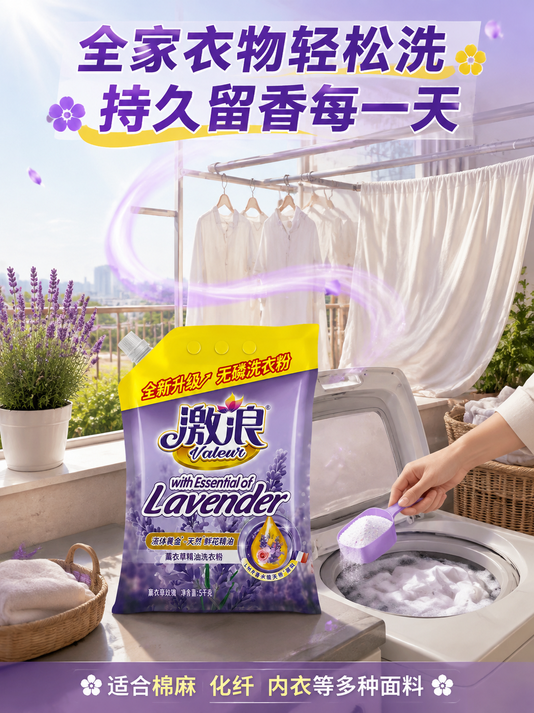 [主图-4] 家庭使用场景，展示阳台洗衣晾晒的真实生活场景，强… - 图片创意预览