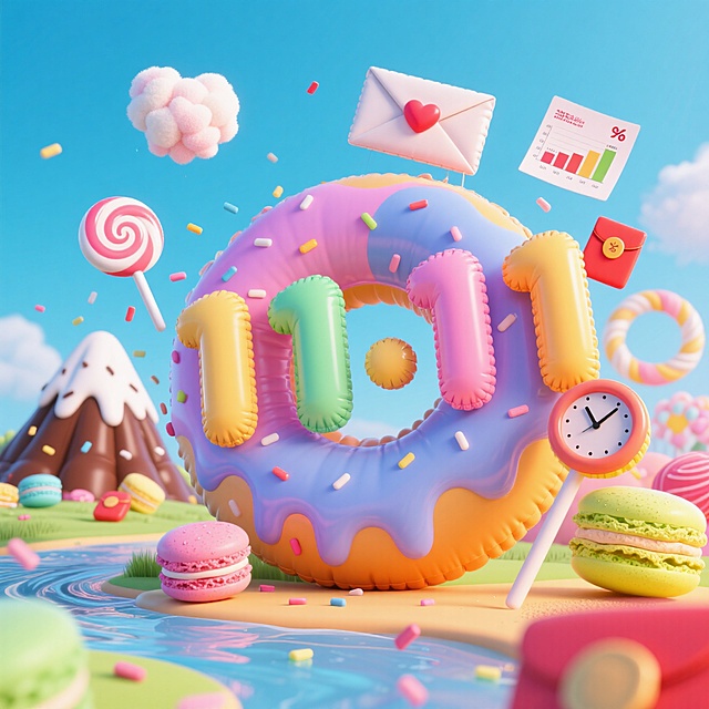 数字与甜甜圈等糖果元素结合