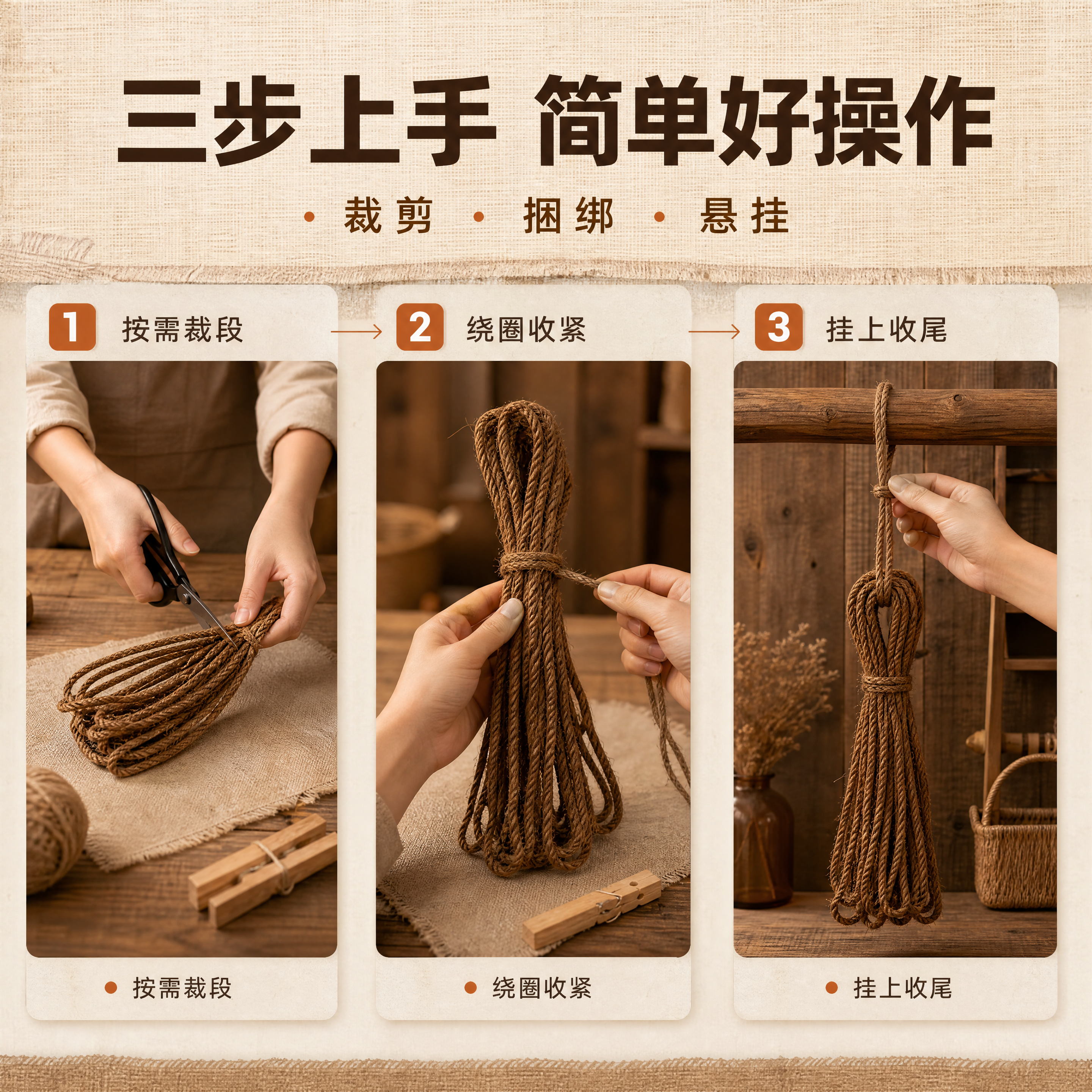 【商品】以【图4】分叉铺展的绳束为主素材，【图1】整捆形态、【… - 图片创意预览