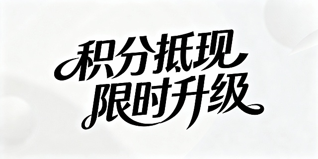 升成积分抵现 限时升级  艺术字体，有曲线大气时尚