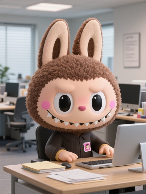 它在办公室工作预览效果